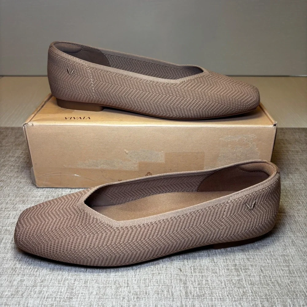 VIVAIA Margot 2.0 Espresso Square Toe Knit Flats‎ EU 40 / US 9
